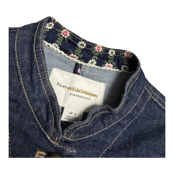 PILCRO ANTHROPOLOGIE Cropped Designer Denim Jean Jacket Womens Small - Picture 2 of 5